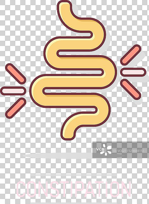 漫画风格的肠道便秘图标与结肠炎图片素材