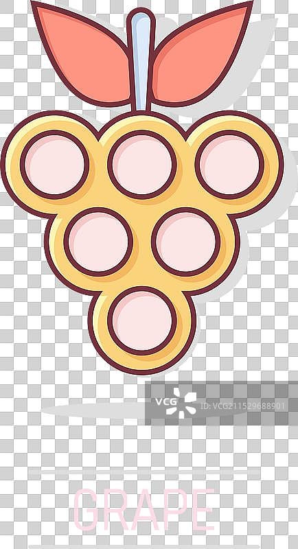 漫画风格的葡萄水果标志图标与葡萄藤图片素材