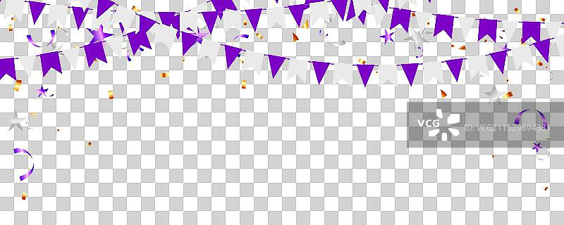 派对欢乐的问候与纸质三角形彩带图片素材