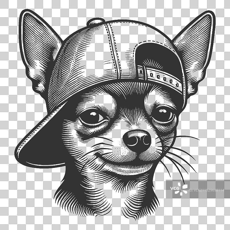 戴着棒球帽的吉娃娃图片素材