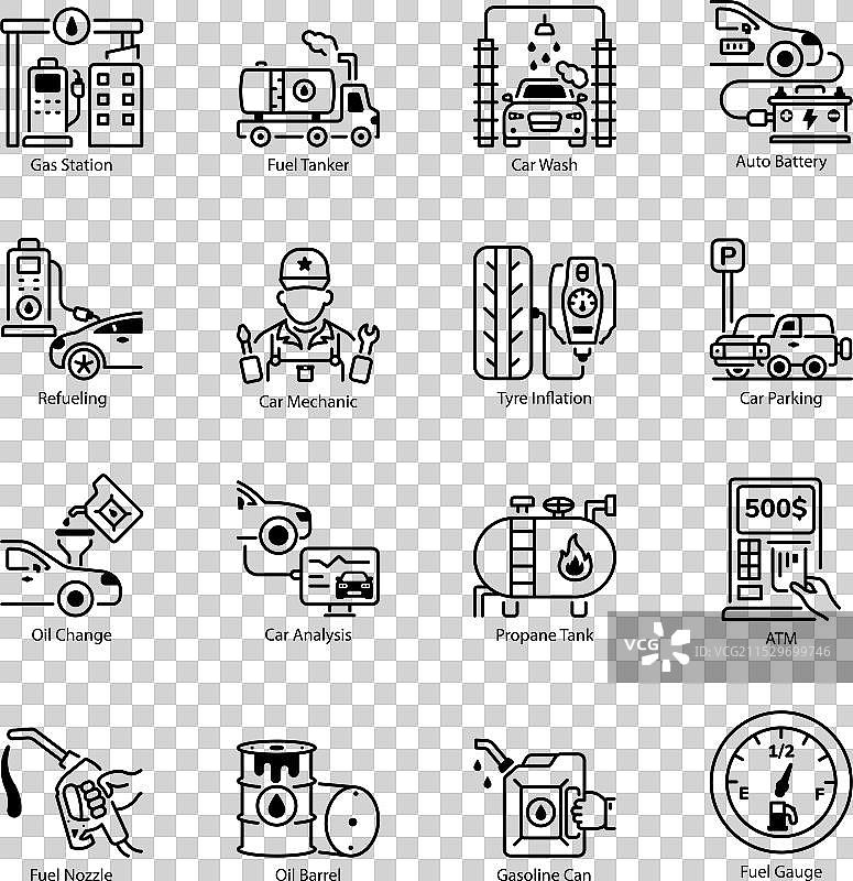 最新的加油站线性图标系列图片素材