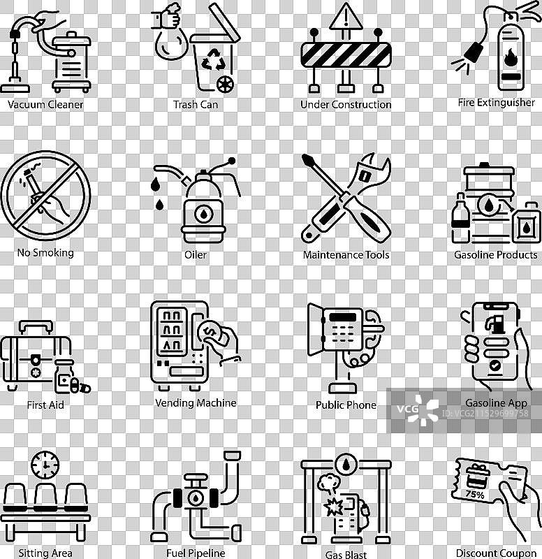 最新的油站线性图标系列图片素材