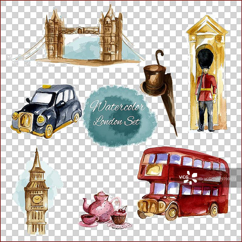 水彩伦敦套装图片素材