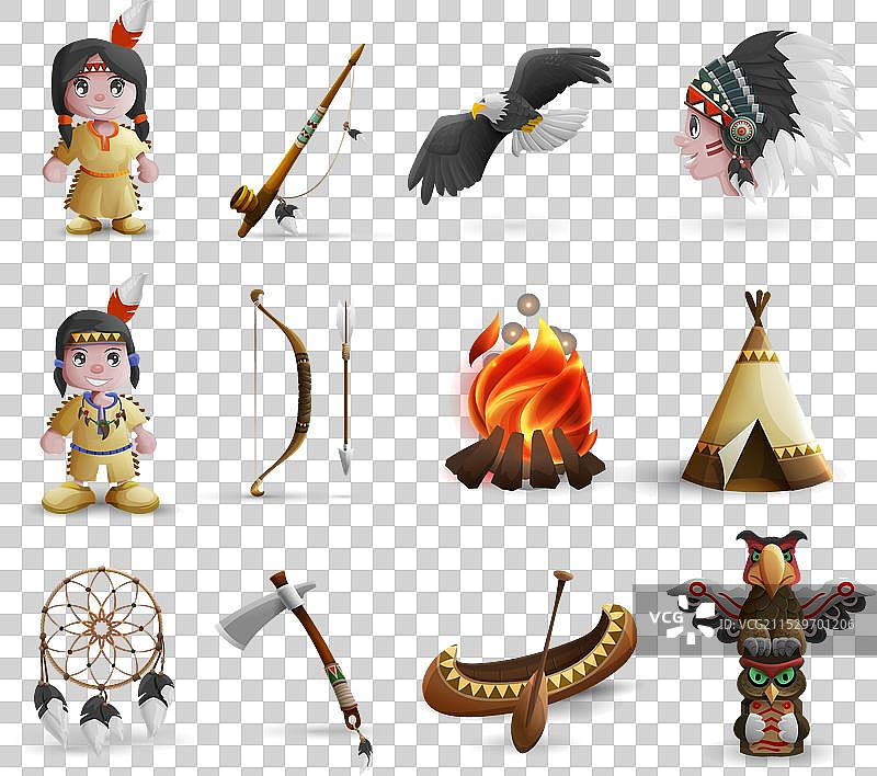 美洲原住民卡通图标图片素材