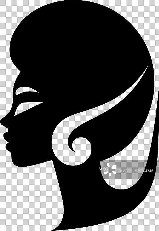 黑女人 - 黑白孤立图标图片素材