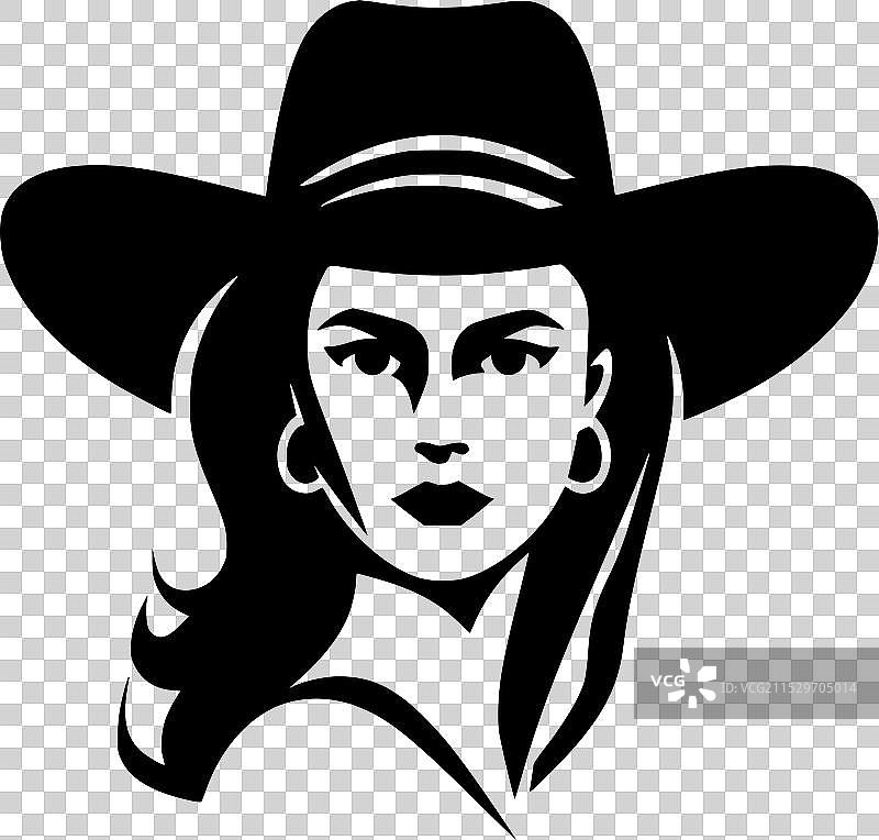 牛仔女孩 - 高质量标志 - 适合T恤使用图片素材