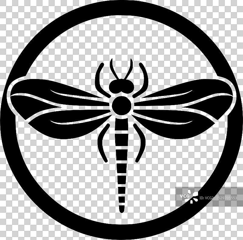 蜻蜓 - 黑白孤立图标图片素材