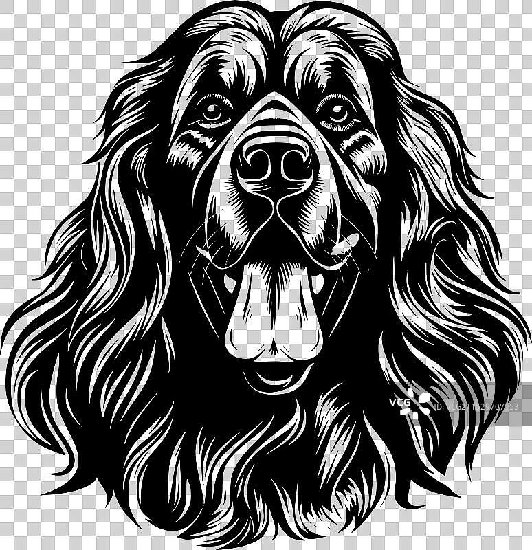 莱昂伯格犬 - 黑白孤立图标图片素材