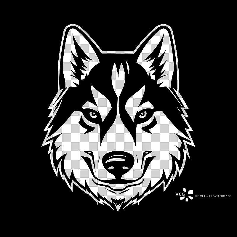 西伯利亚哈士奇 - 黑白色孤立图标图片素材