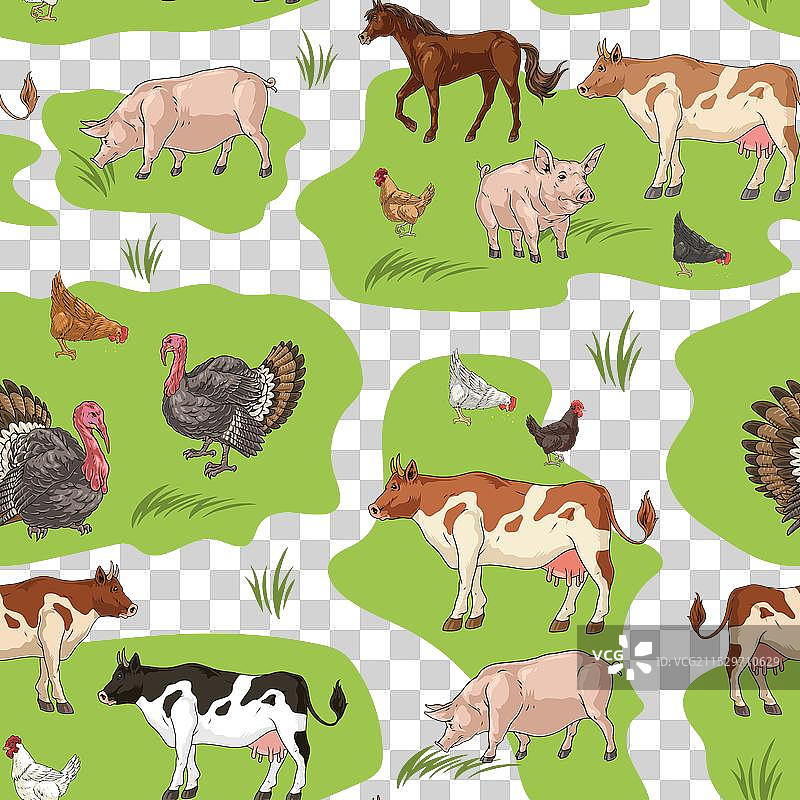 牲畜产业图案无缝彩色设计图片素材