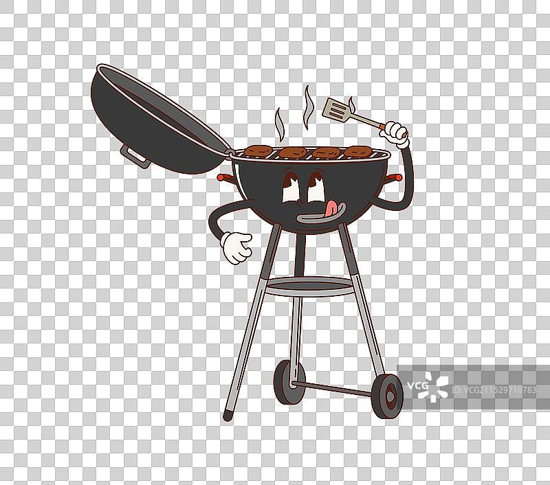 复古风格的炫酷烧烤架孤立角色图片素材