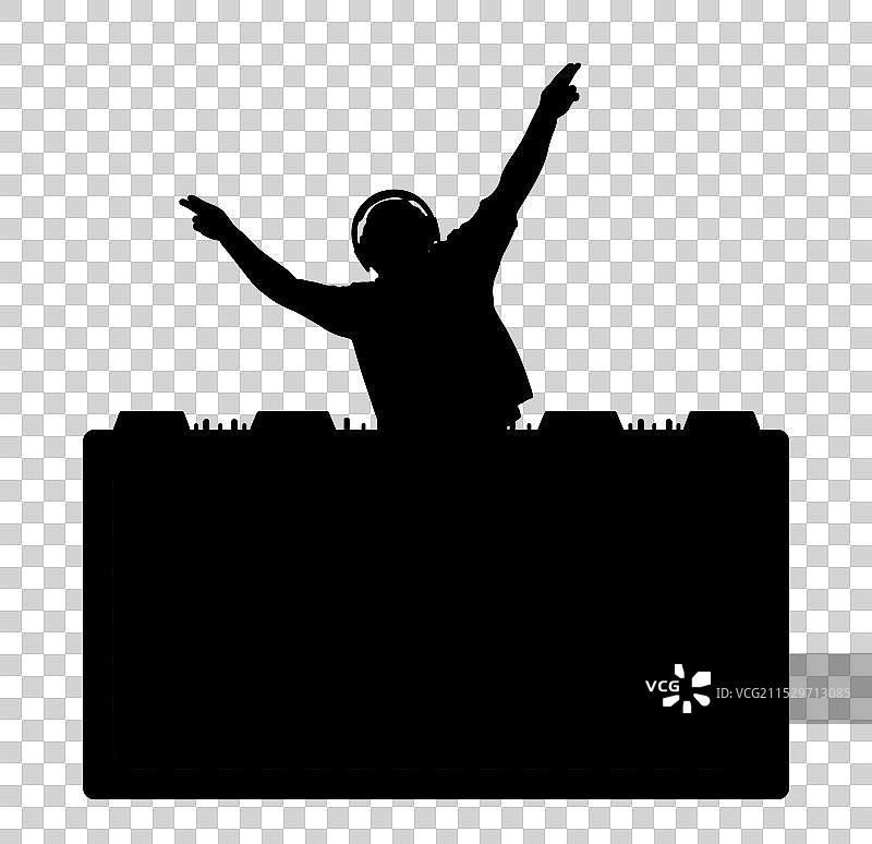 快乐的戴耳机的DJ男士剪影图片素材