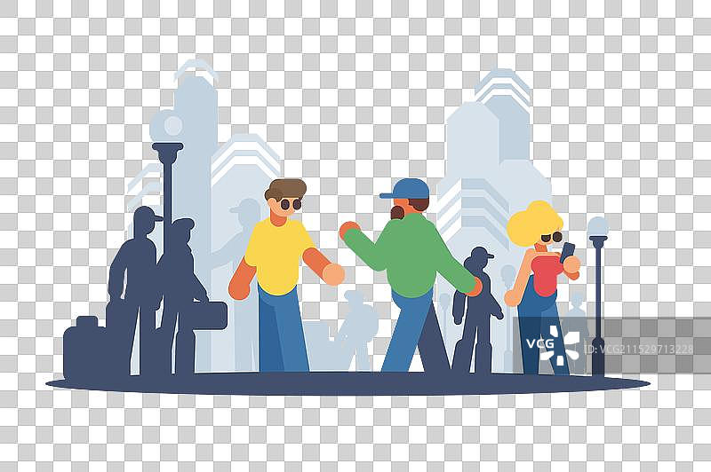 城市中的悠闲散步图片素材