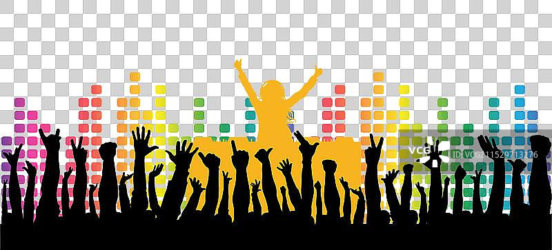 DJ为欢呼的派对人群播放音乐图片素材