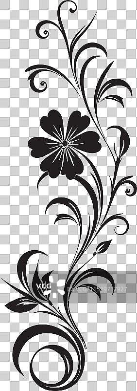 复古花卉剪影月光花园盛开图片素材