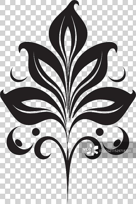 黑色花卉斯堪的纳维亚风格黑色花卉中间部分图片素材