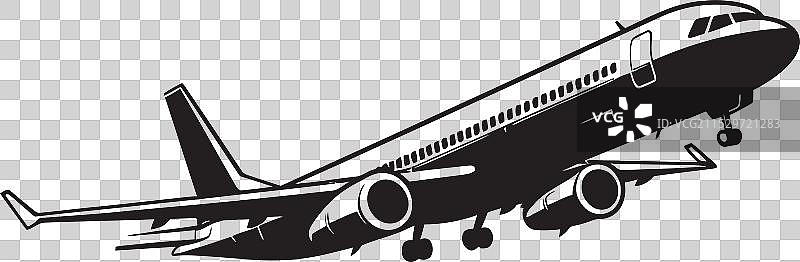 黑色寂静天空中的精确飞机诺亚风格图片素材