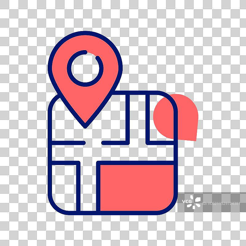 带有位置指示器的时尚地图图标图表图片素材