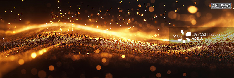 【AI数字艺术】黑金色科技海报——金色光芒图片素材