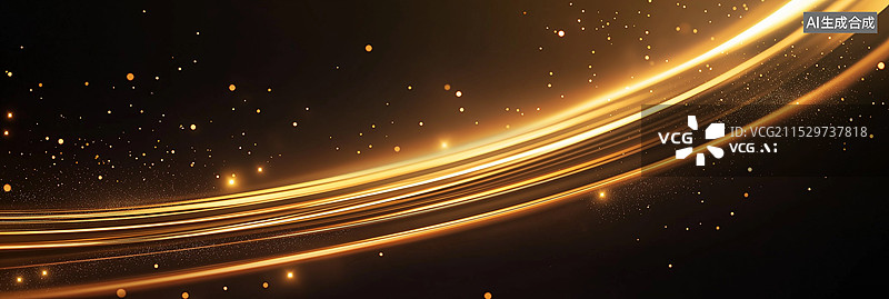 【AI数字艺术】黑金色科技海报——金色光芒图片素材