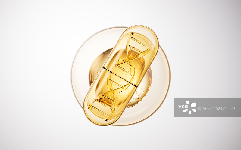 金色医药胶囊与气泡背景三维渲染图片素材