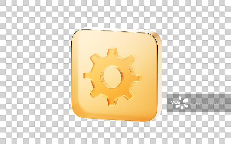 金色透明方形图标三维渲染图片素材