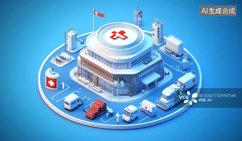 【AI数字艺术】微缩景观智慧医院图片素材