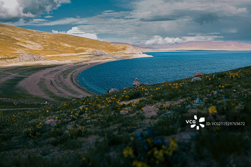 纳木错湖畔风光Xizang lake sunset图片素材