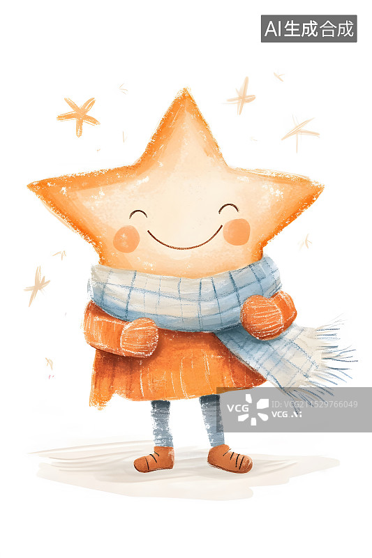 【AI数字艺术】可爱的拟人卡通小星星图片素材