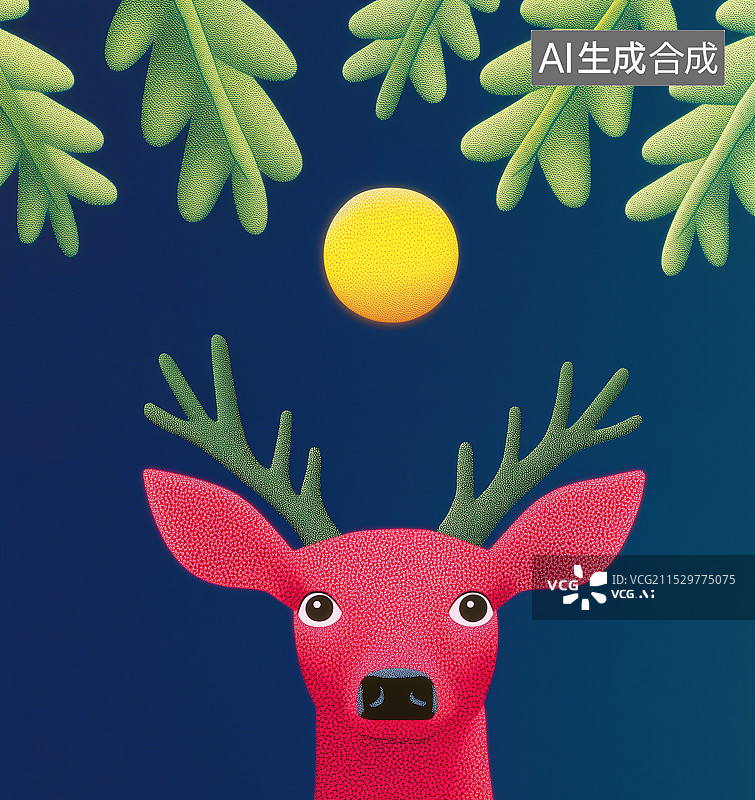 【AI数字艺术】麋鹿圣诞肌理插画风图片素材