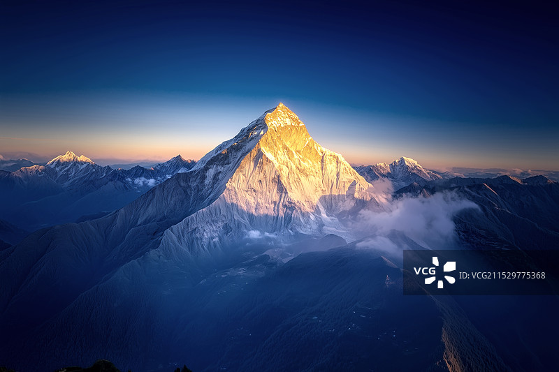 金山夕照、雪山图片素材