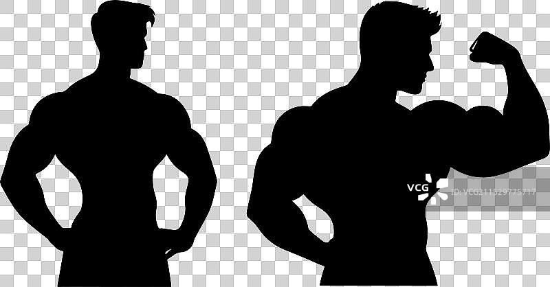 健身剪影插图，孤立在白色背景上图片素材