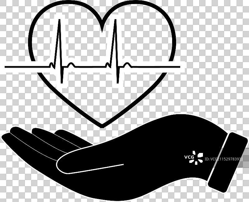 黑色心脏与心跳符号图片素材