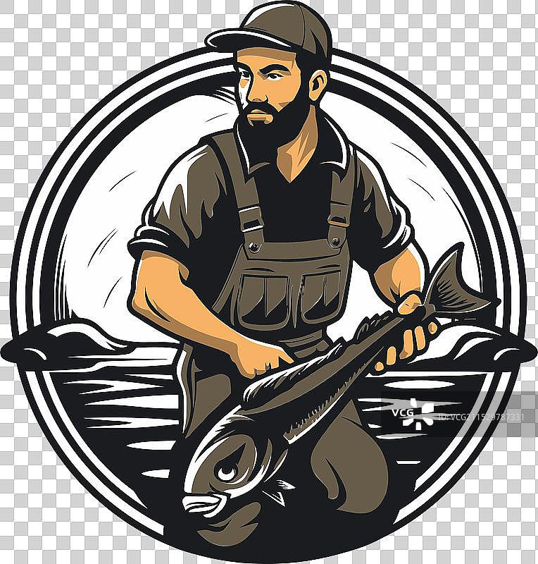 渔夫标志与森林背景的连接图片素材