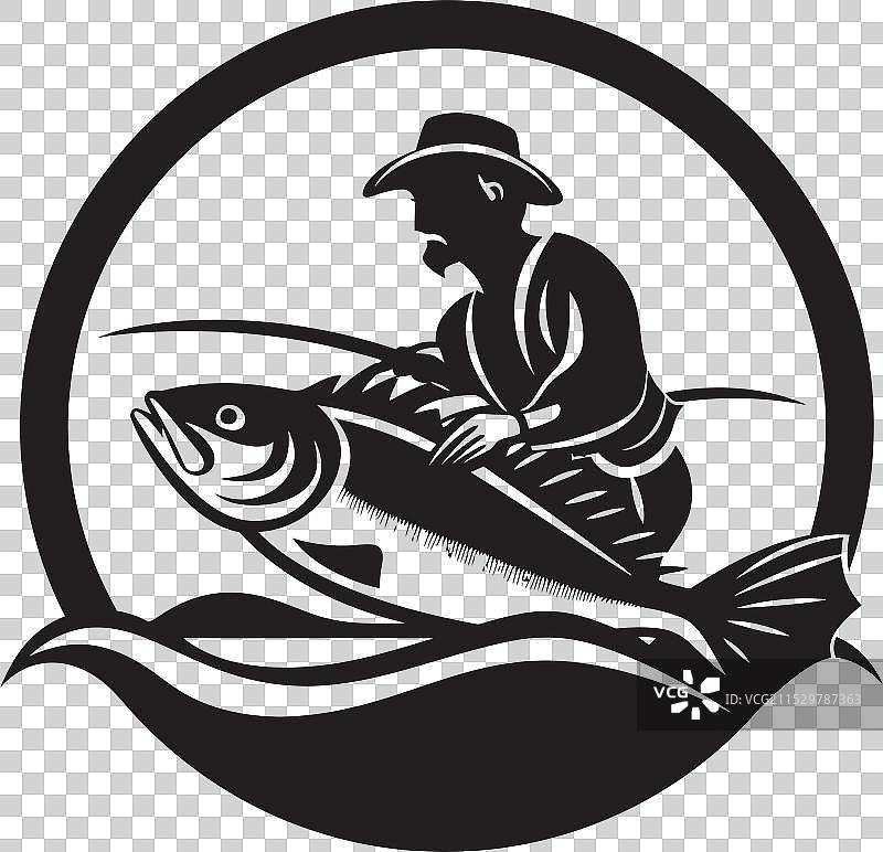 渔夫标志与书法字体，奢华与图片素材