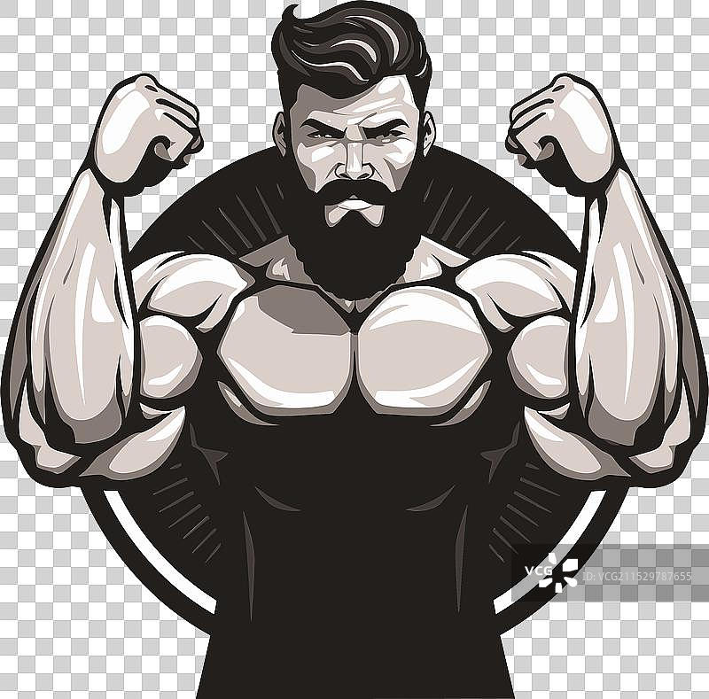 健美运动员的单色冠军力量图片素材