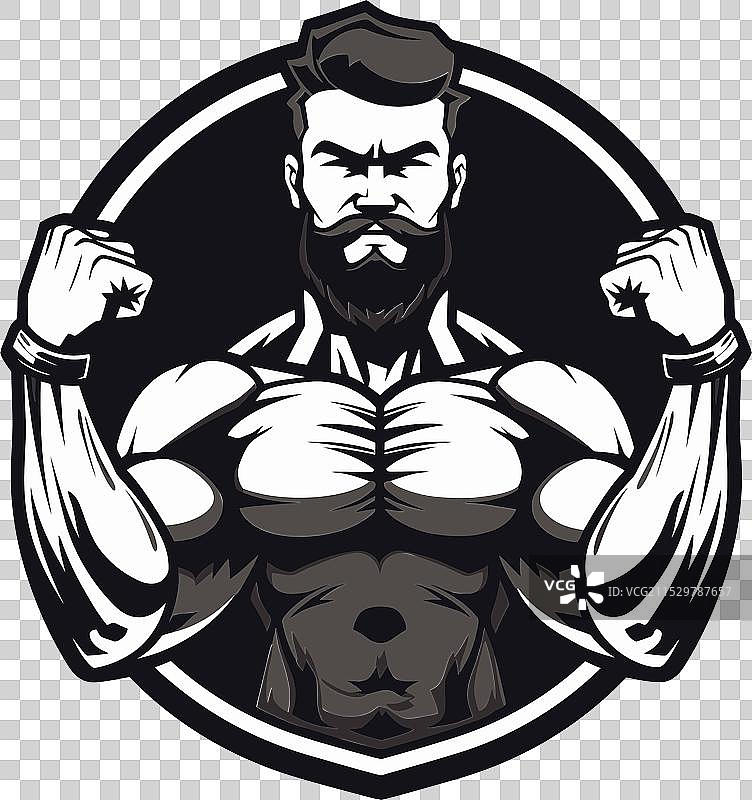 力量释放，单色的肌肉展示图片素材