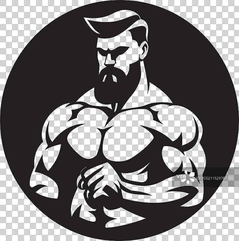 力量的巅峰，黑色肌肉形态的表现图片素材