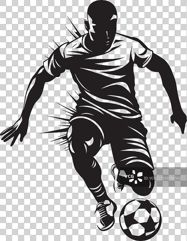 触地得分的梦想：单色足球艺术图片素材