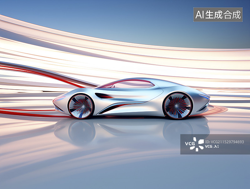 【AI数字艺术】银白色概念汽车图片素材