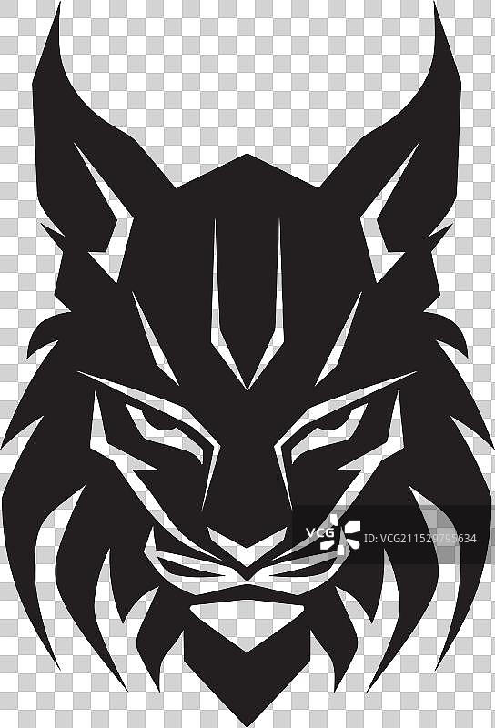 雄伟的潜行者，标志性的黑色猞猁，威严的猞猁图片素材