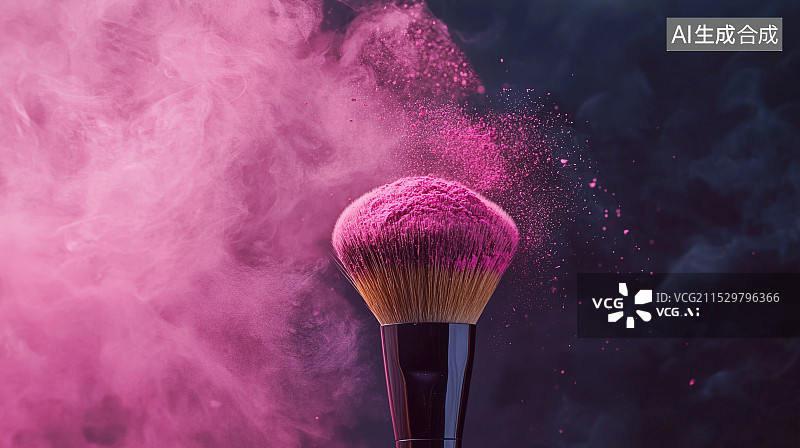 【AI数字艺术】粉末飞舞的化妆刷图片素材
