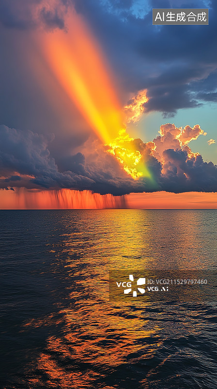 【AI数字艺术】飞机起飞时的金色日落图片素材