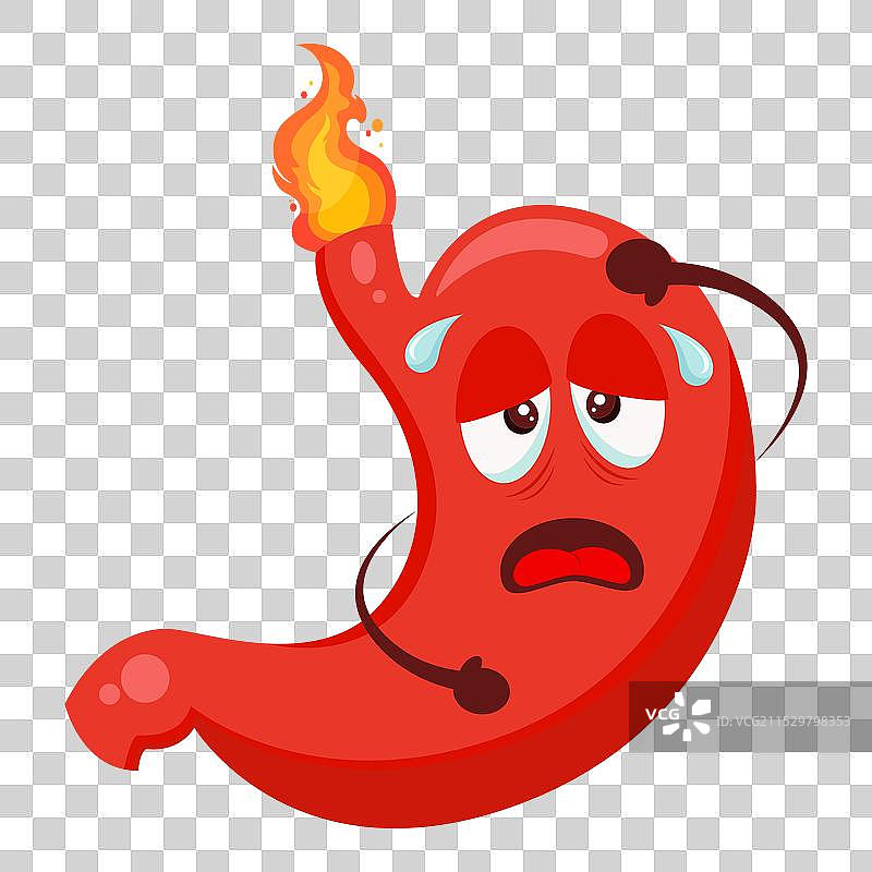 红色火热的卡通肚子图片素材