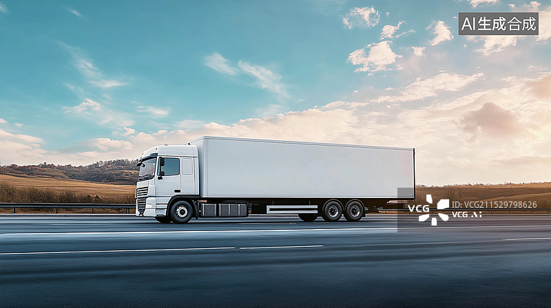 【AI数字艺术】高速路上的集装箱卡车图片素材