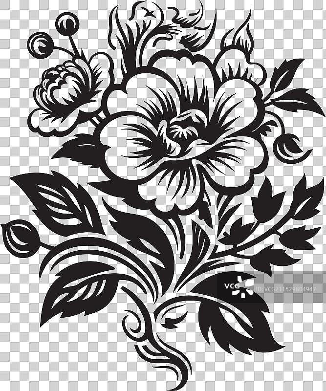 黑色花卉图标用于创作黑色动漫设计图片素材