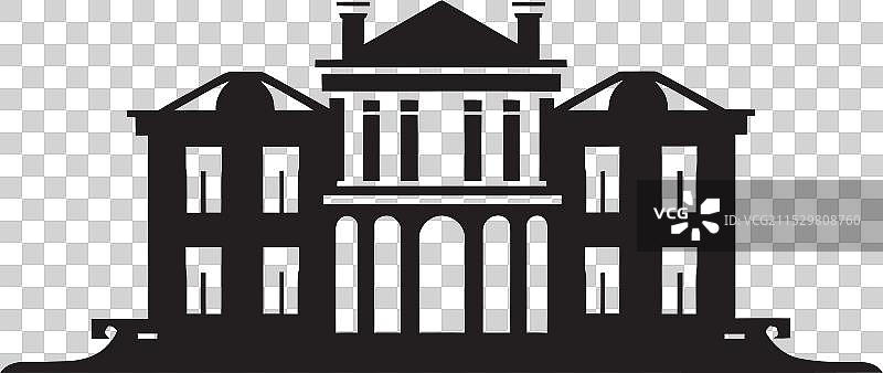 黑色别墅的城市优雅标志性别墅图片素材