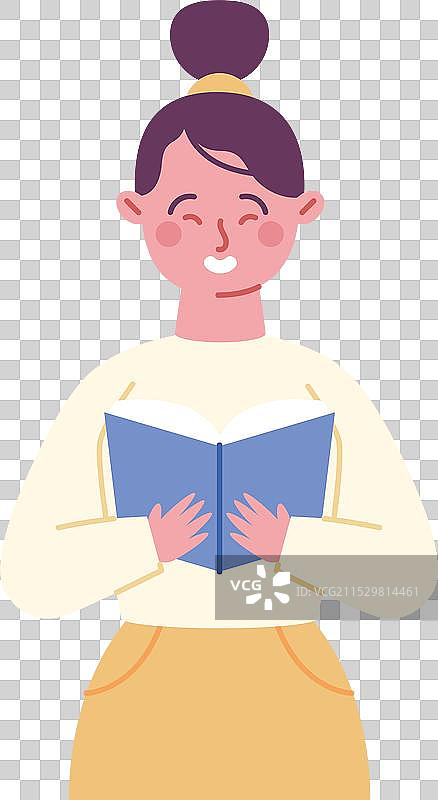 女中文教师正在阅读书籍图片素材
