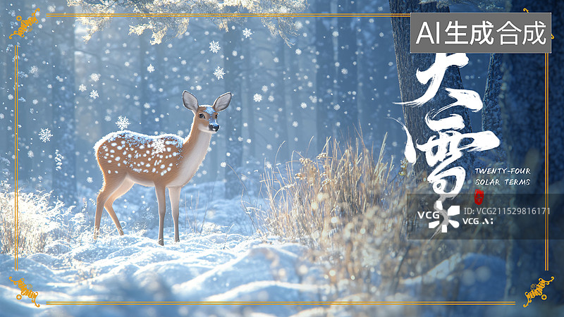 【AI数字艺术】传统二十四节气大雪节气海报图片素材