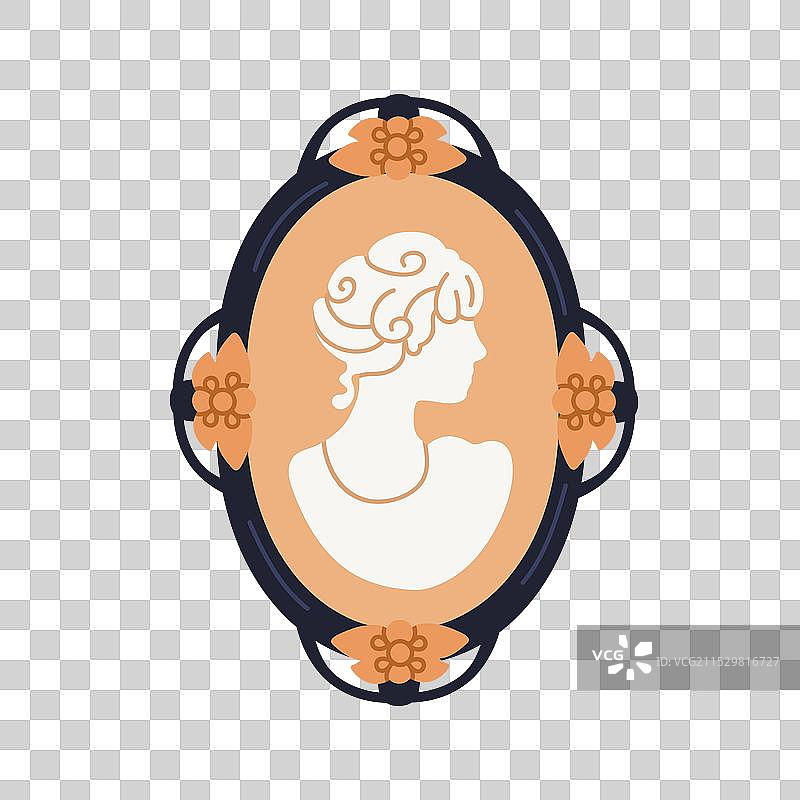 19世纪的复古肖像胸针图片素材